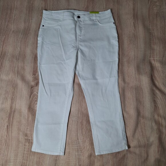 Cropped White Capris George Size 14 Jean Style Zippered Slim Fit Stretchy - Picture 2 of 14
